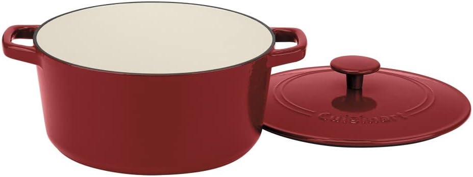 Cuisinart Chef' Classic Enameled Cast Iron 5-Quart Round Covered Casserole, Cardinal Red