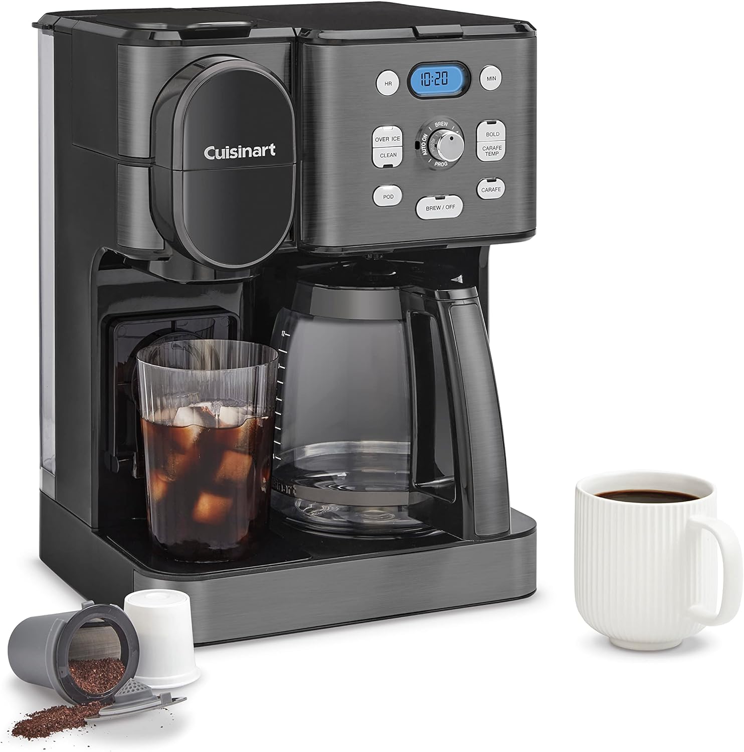 Cuisinart Coffee Maker, 12-Cup Glass Carafe, Automatic Hot & Iced Coffee Maker, Single Server Brewer, Stainless Steel, SS-16BKS