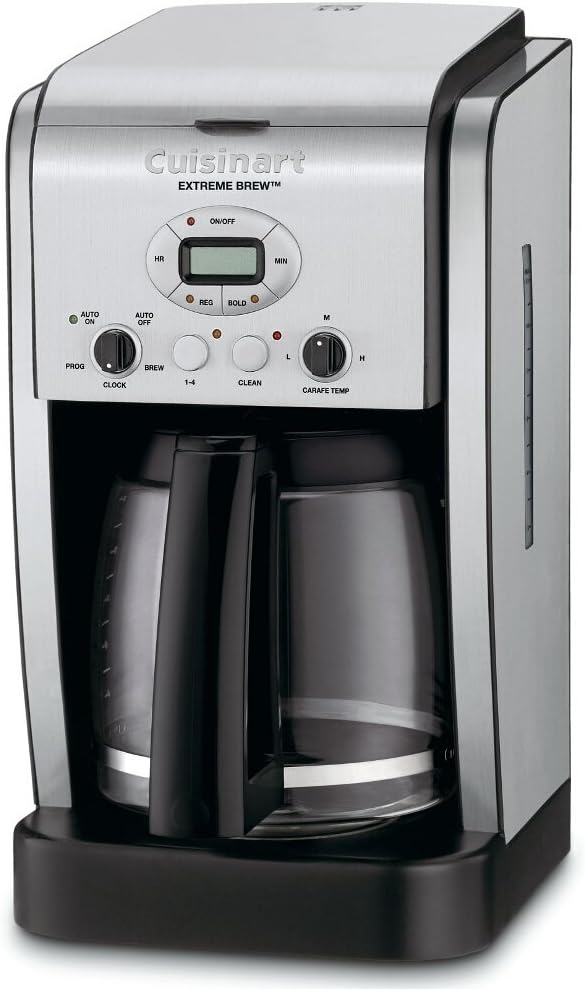 Cuisinart DCC-2650P1 Extreme Brew 12-Cup Programmable Coffeemaker, Black/Stainless Steel,Silver