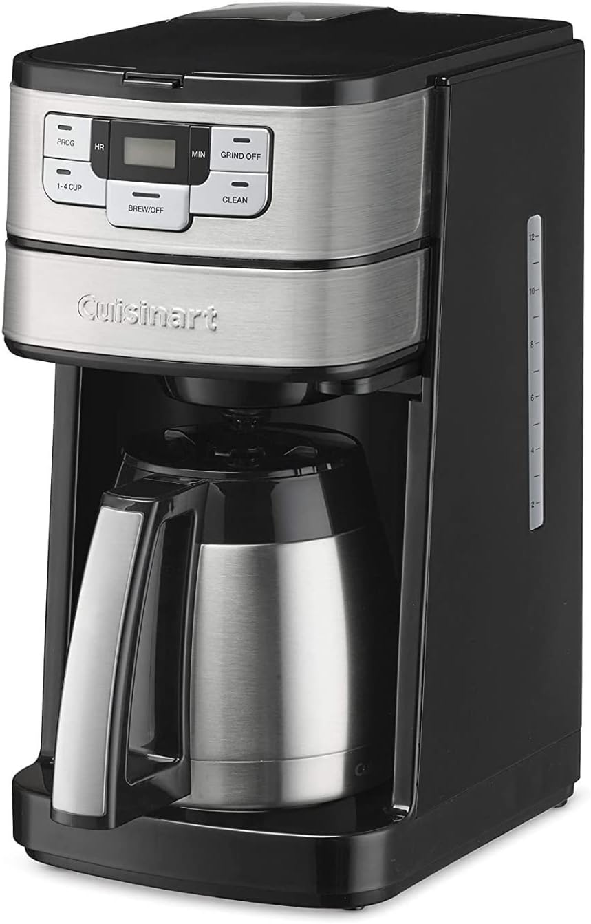 Cuisinart 10 Cup Coffee Maker with Grinder, Automatic Grind & Brew, Black/Silver, DGB-450