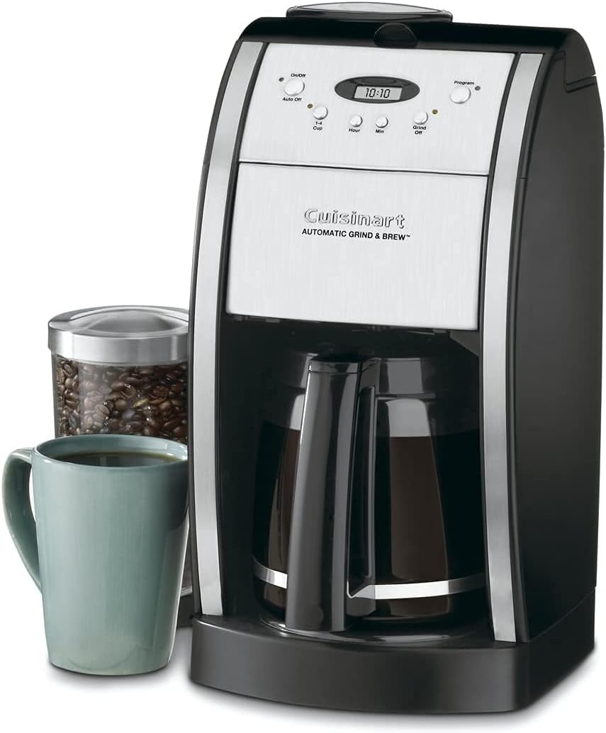 Cuisinart DGB-400 Automatic Grind and Brew 12-Cup Coffeemaker with 1-4 Cup Setting and Auto-Shutoff, Black/Stainless Steel