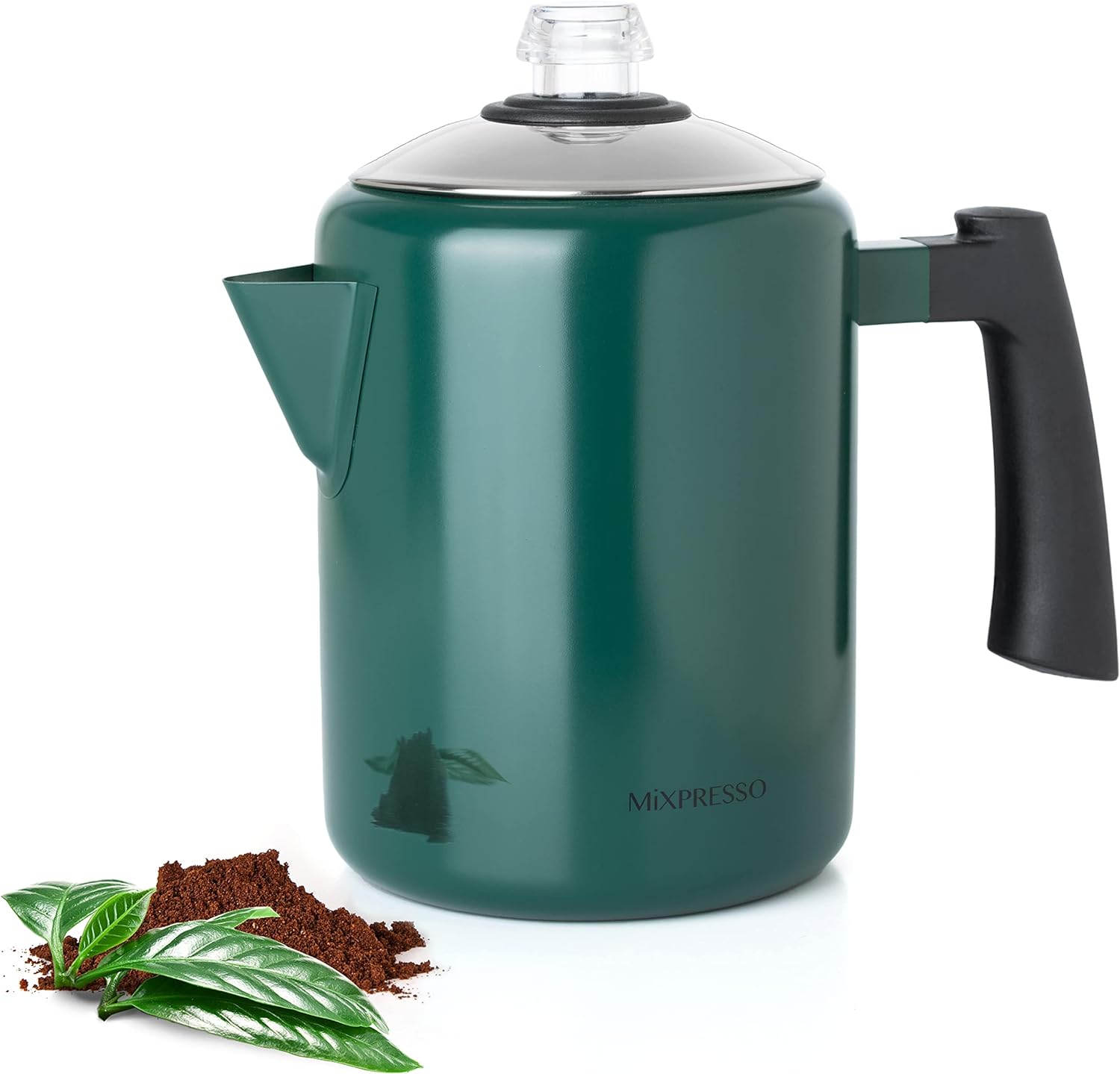 Mixpresso Stainless Steel Stovetop Coffee Percolator, Percolator Coffee Pot, Excellent For Camping Coffee Pot, 5-8 Cup Coffee Maker, Stainless Steel Coffee Percolator (Green)