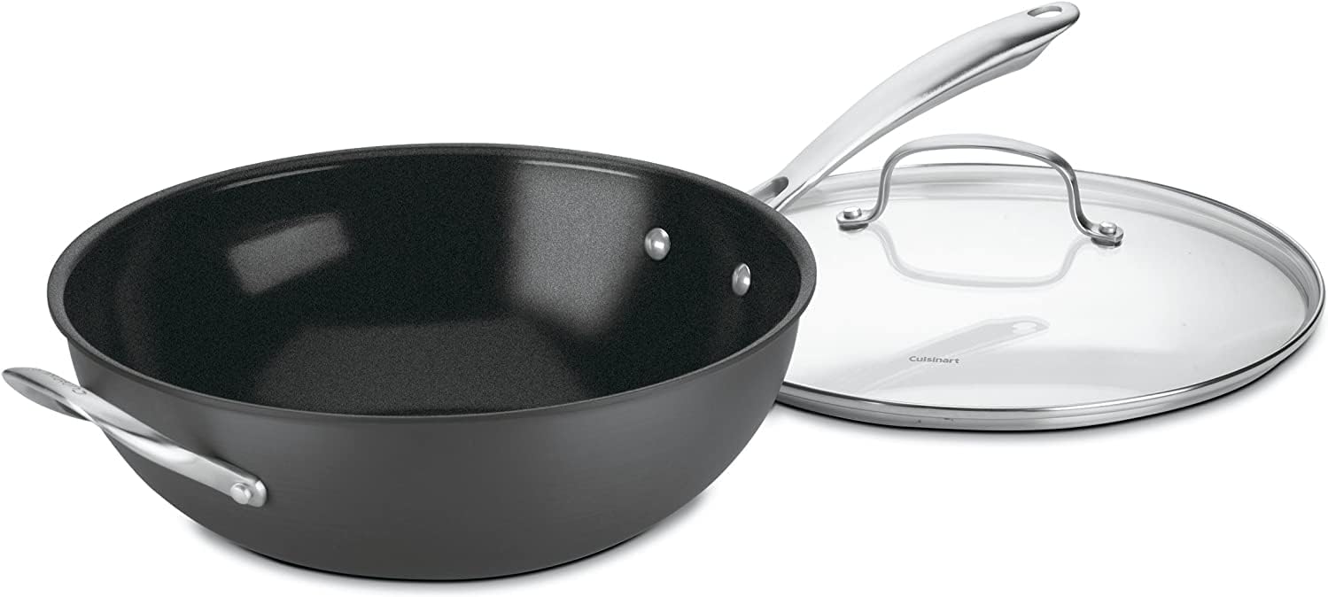 Cuisinart GG26-30H GreenGourmet Hard-Anodized Nonstick Stir-Fry Wok with Glass Cover 12-Inch