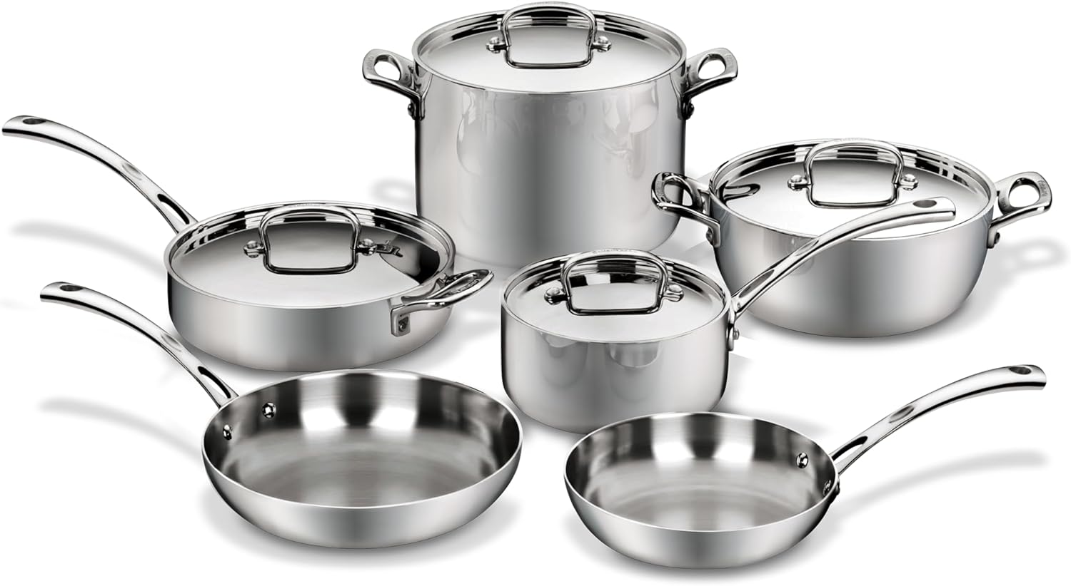 Cuisinart French Classic Tri-Ply Stainless 10-Piece Cookware Set, Silver