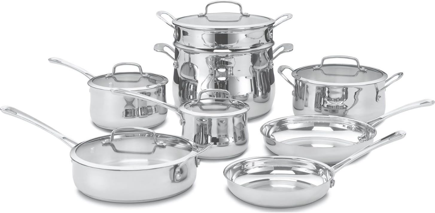 Cuisinart Contour Stainless 13-Piece Cookware Set,Silver