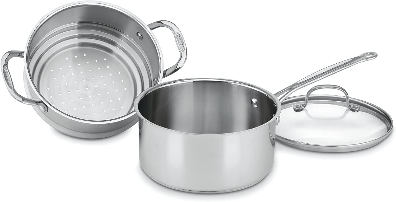 Cuisinart 77-35CG Chef' Classic Brushed Stainless 3-Piece 3-Quart Steamer Set with Pan