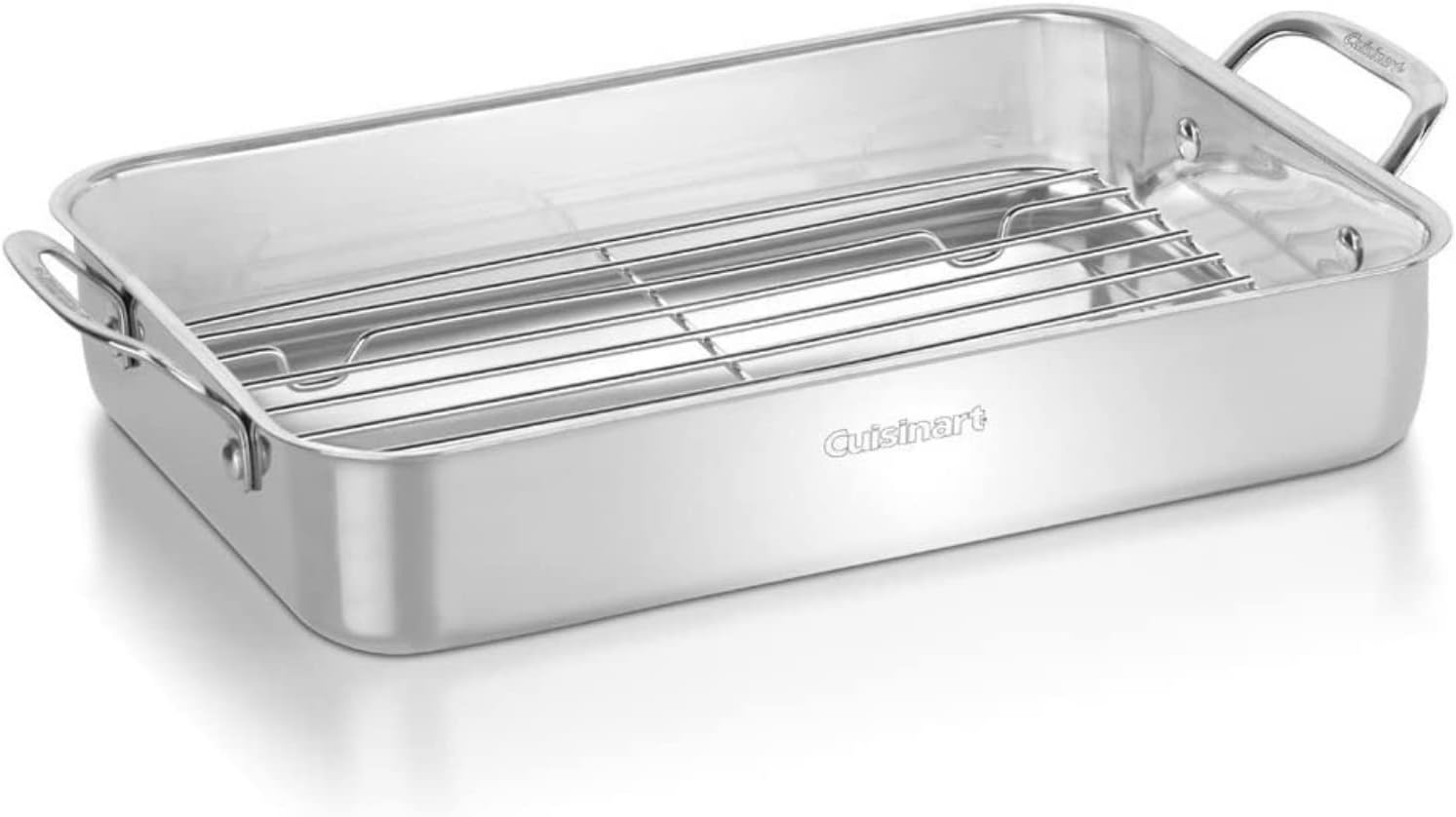 Cuisinart 7117-14RR 14-Inch Chef'-Classic Cookware-Collection, Lasagna Pan w/Stainless Roasting Rack, Stainless Steel