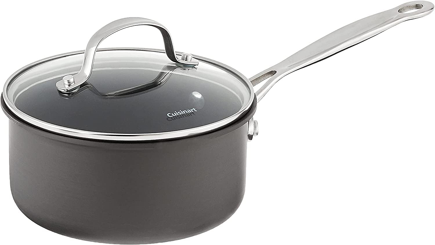 Cuisinart Chef' Classic Nonstick Hard-Anodized 1.5-Quart Saucepan with Lid, Black