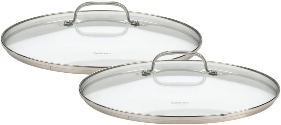 Cuisinart 71-2228CG Chef' Classic Stainless 2-Piece Glass Lid Set,9 & 11 Glass covers