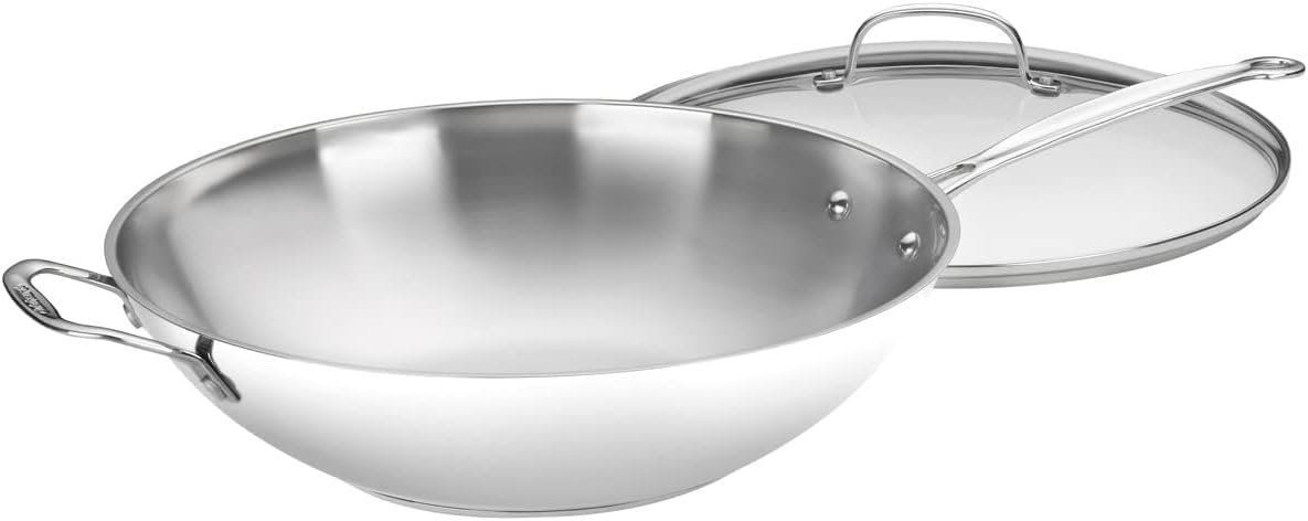 Cuisinart 14-Inch Stir-Fry Pan, Helper Handle and Glass Cover, Chef' Classic Stainless Steel, 726-38H