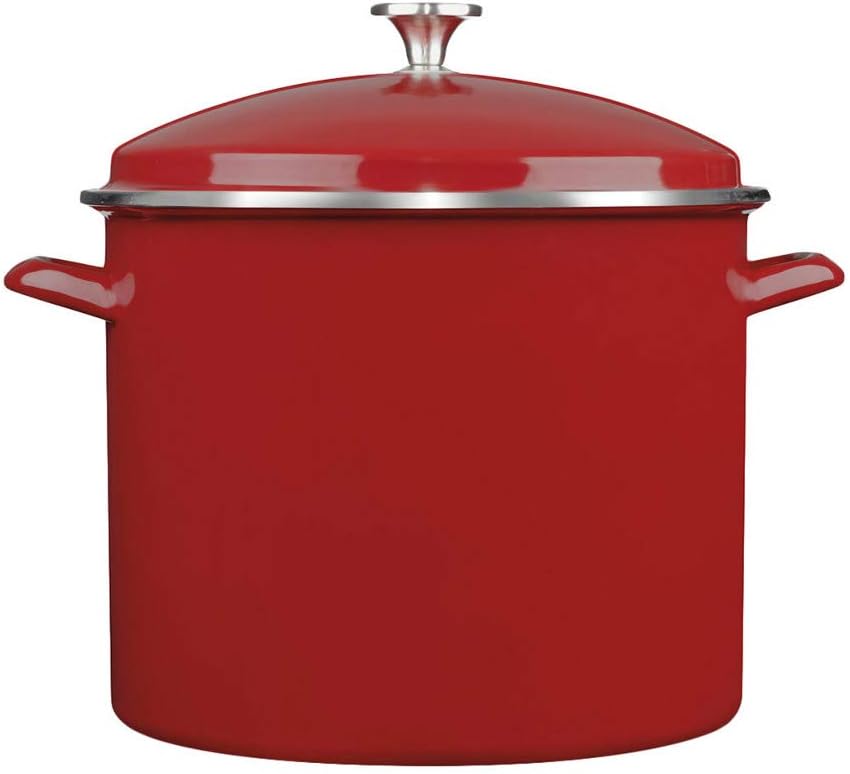 Cuisinart Enamel Stockpot with Cover, 16-Quart, Red