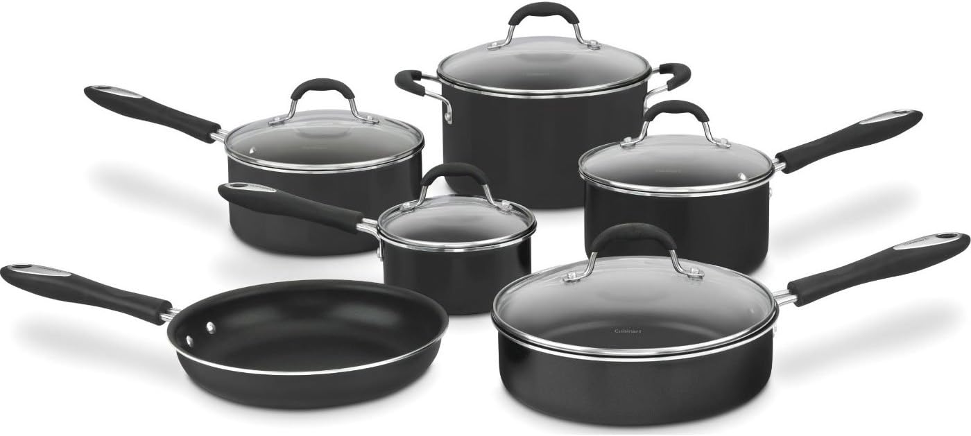 Cuisinart 11-Piece Nonstick Cookware Set, Black, 55-11BK