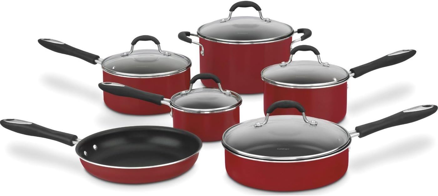 Cuisinart 55-11R 11-Piece Set Advantage Nonstick Cookware, Red