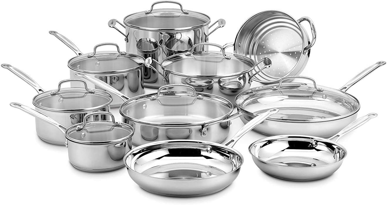 Cuisinart 17-Piece Cookware Set, Chef' Classic Steel Collection 77-17N