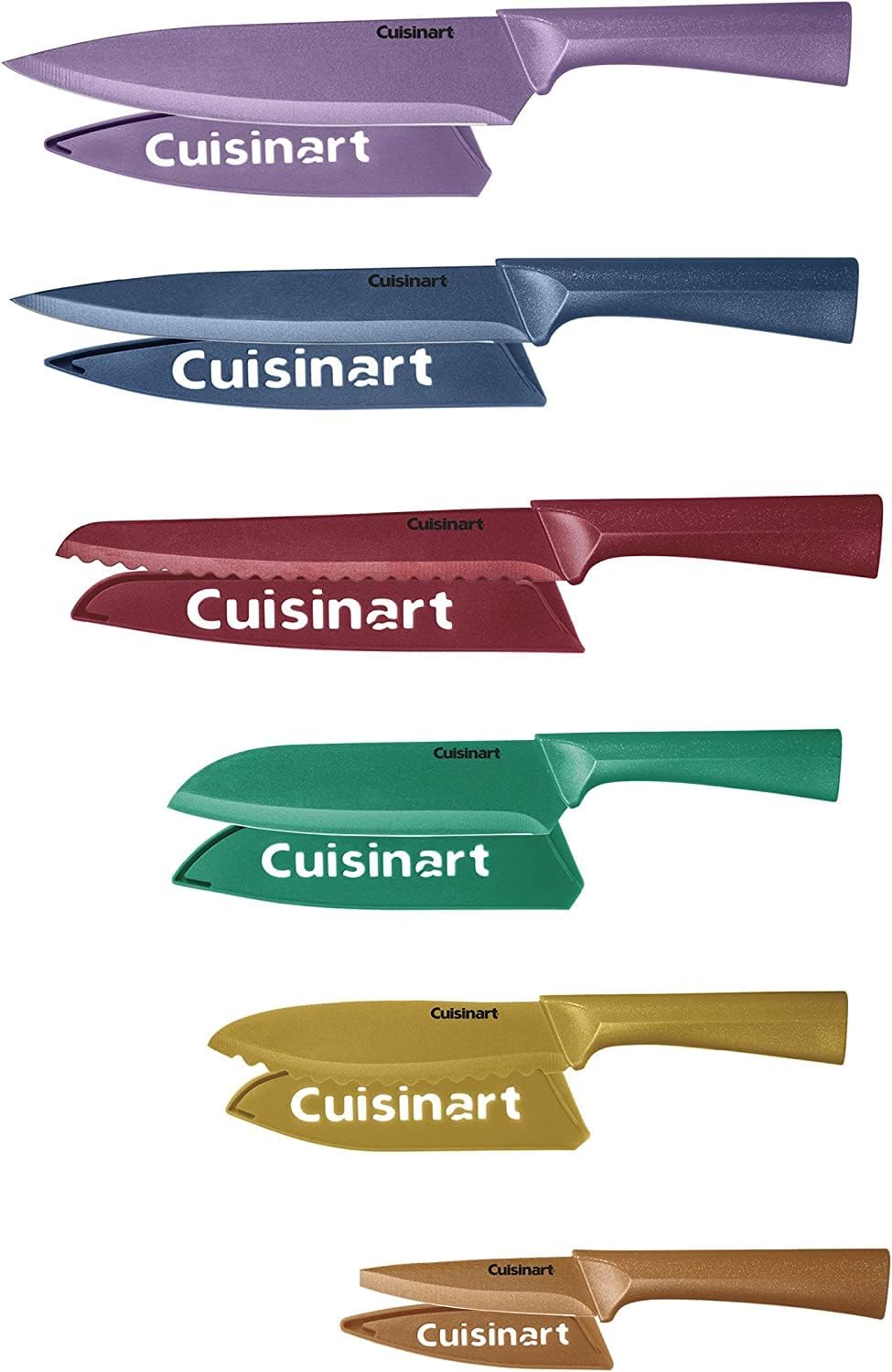 Cuisinart C55-12PMC Advantage 12 Piece Metallic Knife Set With Blade Guards, Multicolor