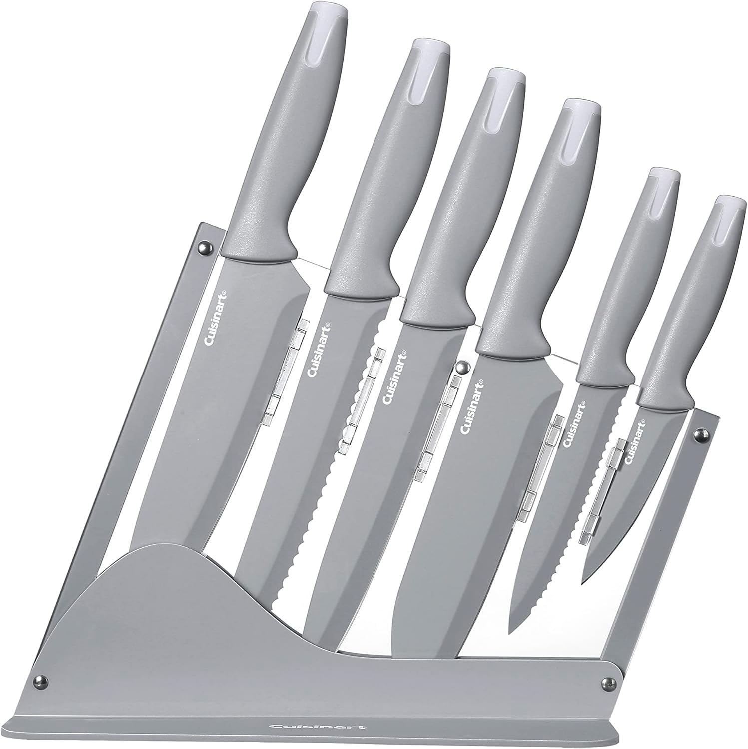 Cuisinart 7pc Ceramic Coated Cutlery Set with End Caps in Acrylic Stand, GREY