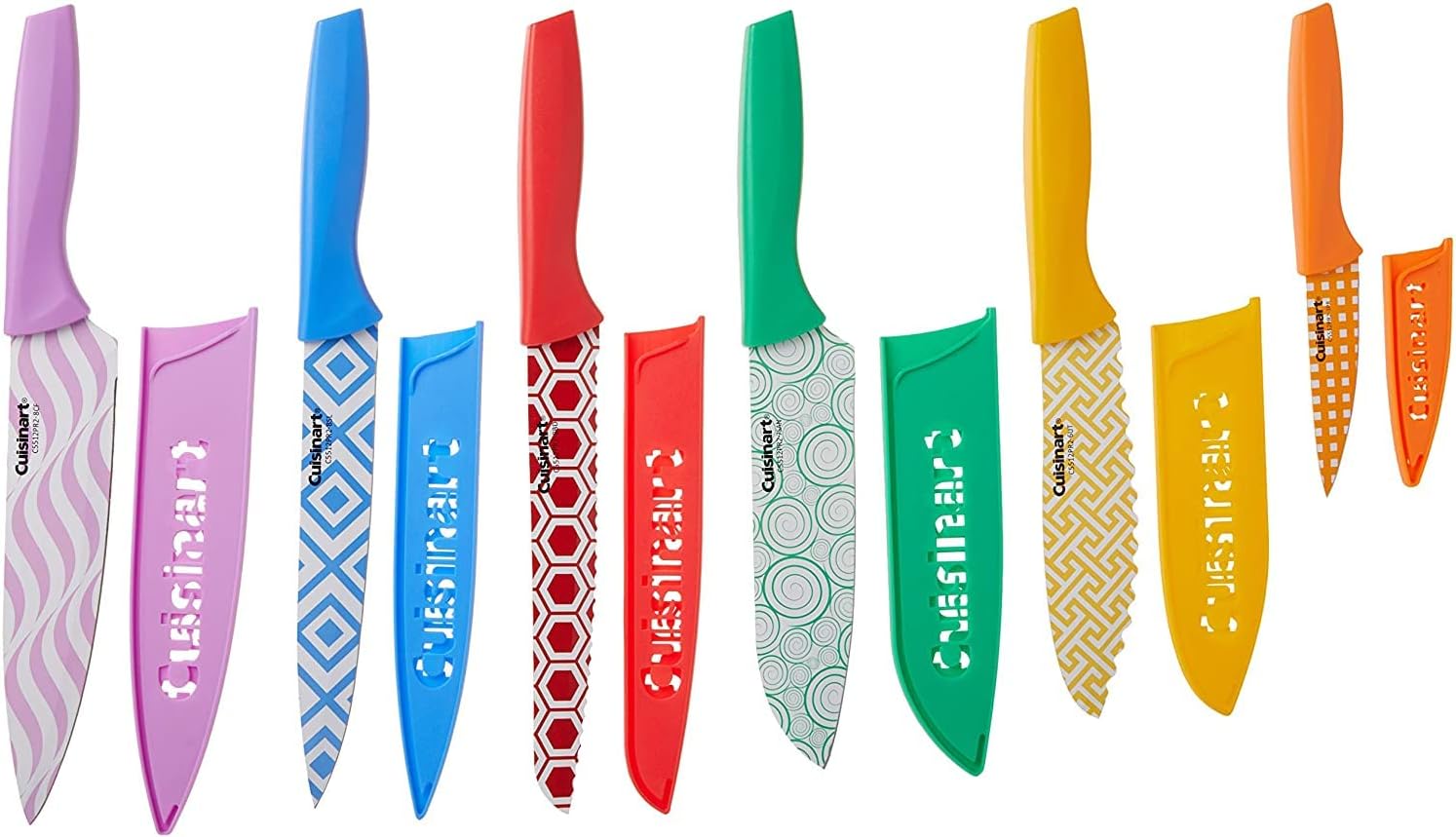 Cuisinart C55-12PR2 Advantage Color Collection 12-Piece Printed Color Cutlery Set, Multicolor