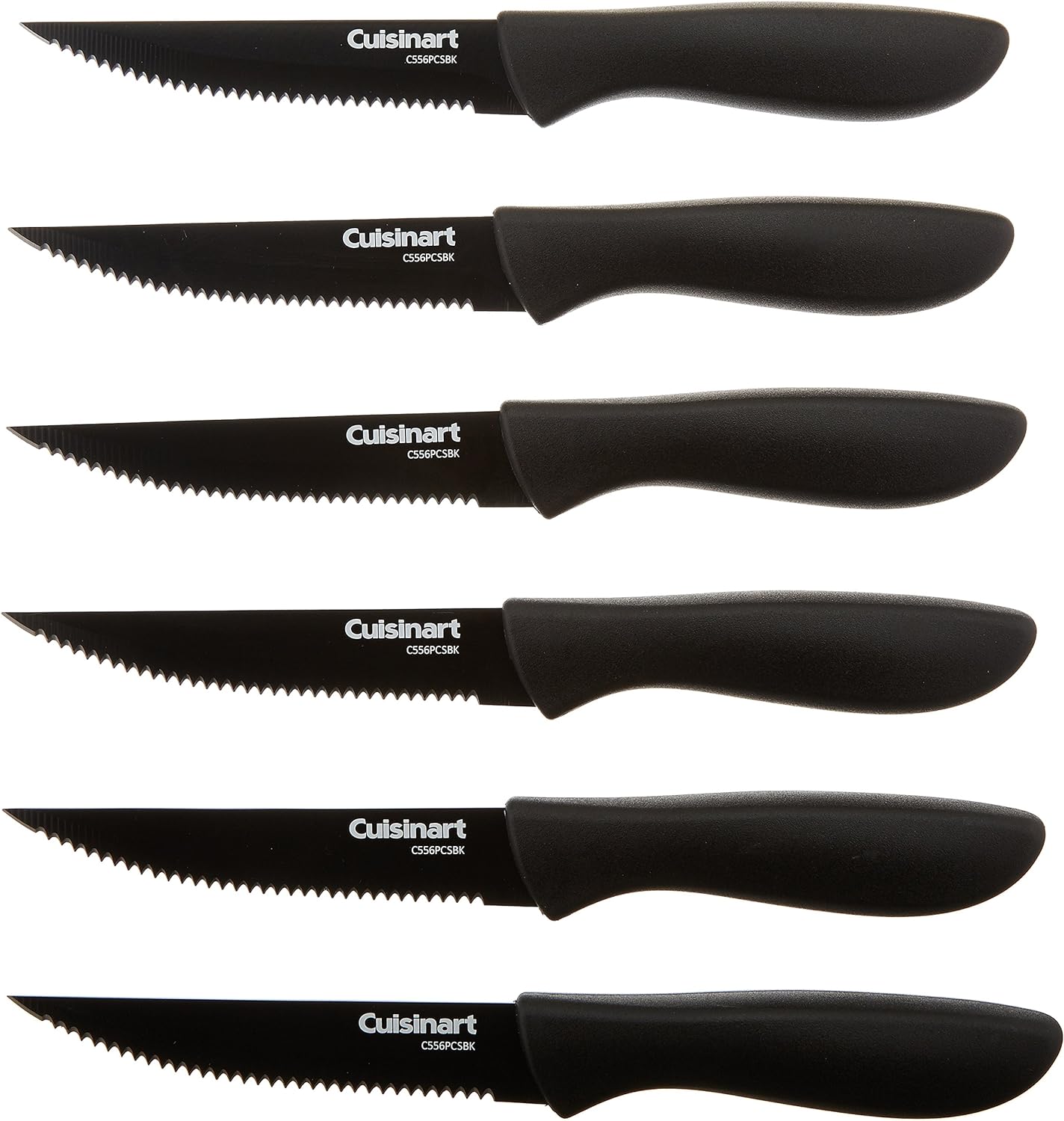 Cuisinart C55-6PCSBK Advantage Color Collection 6-Piece Ceramic Coated Steak Knife Set, Black