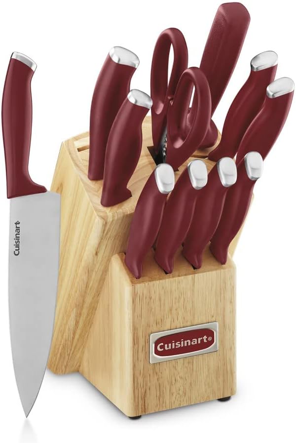 Cuisinart C77SSR-12P Color Pro Collection 12 Piece Knife Block Set, Red