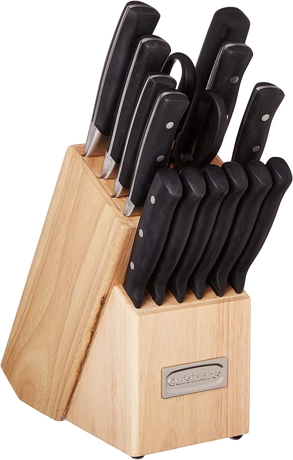 CUISINART Block Knife Set, 15pc Cutlery Knife Set with Steel Blades for Precise Cutting, Lightweight, Stainless Steel, Durable & Dishwasher Safe, C77TR-15P