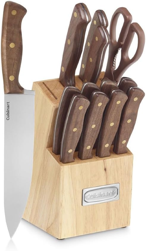 Cuisinart C55W-14PCB Advantage Cutlery 14-Piece Triple Rivet Walnut Knife Block Set