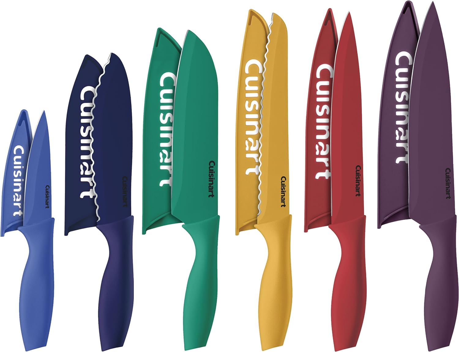 Cusinart Block Knife Set, 12pc Cermaic Knife Set with 6 Blades & 6 Blade Guards, Lightweight, Stainless Steel, Durable & Dishwasher Safe, C55-12PCKSAM