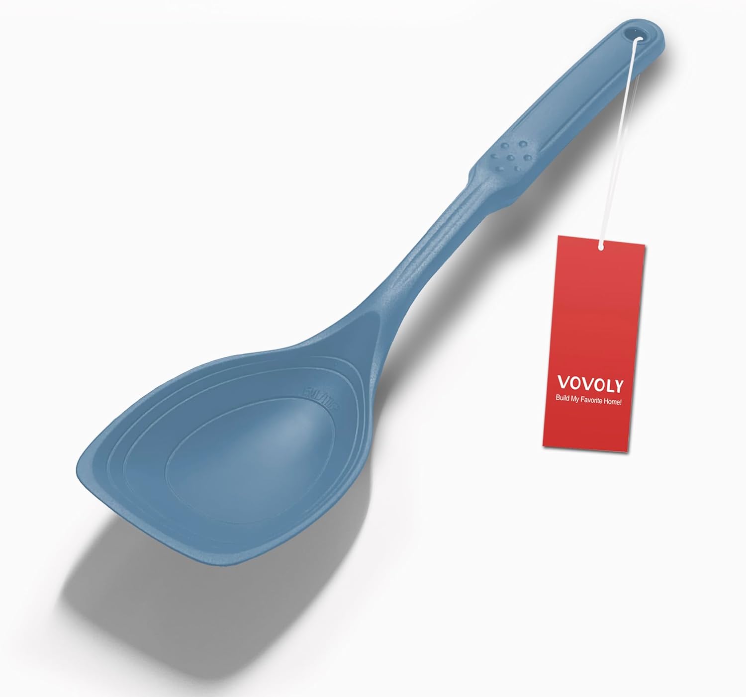 Large Silicone Cooking Spoon, Non-Stick Solid Spoon set with Deep Bolw and Measurement Mark for Mixing, Serving, Draining, Scooping, Scraping, Heat Resistant Kitchen Utensils, Starry Blue