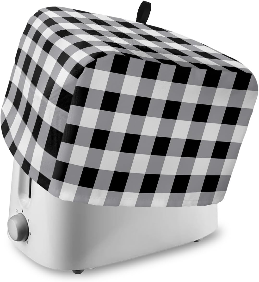 Toaster Cover, 4 Slice Toaster Cover Vintage Farmhouse Black White Buffalo Check Plaid Kitchen Small Appliance Covers, Dust and Machine Washable Bread Maker Cover (12w X 11d X 8h)