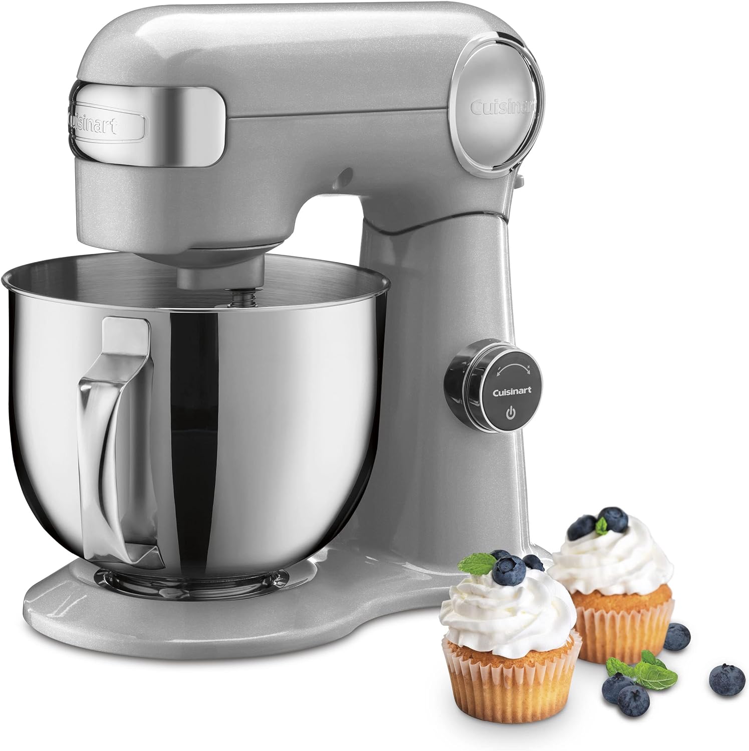 Cuisinart SMD-50BC Precision Pro 5.5-Quart Digital Stand Mixer With 12-Speeds, 3 Preprogrammed Food Prep Settings, Mixing Bowl, Whisk, Flat Mixing Paddle, Dough Hook, And Splash Guard, Silver Lining