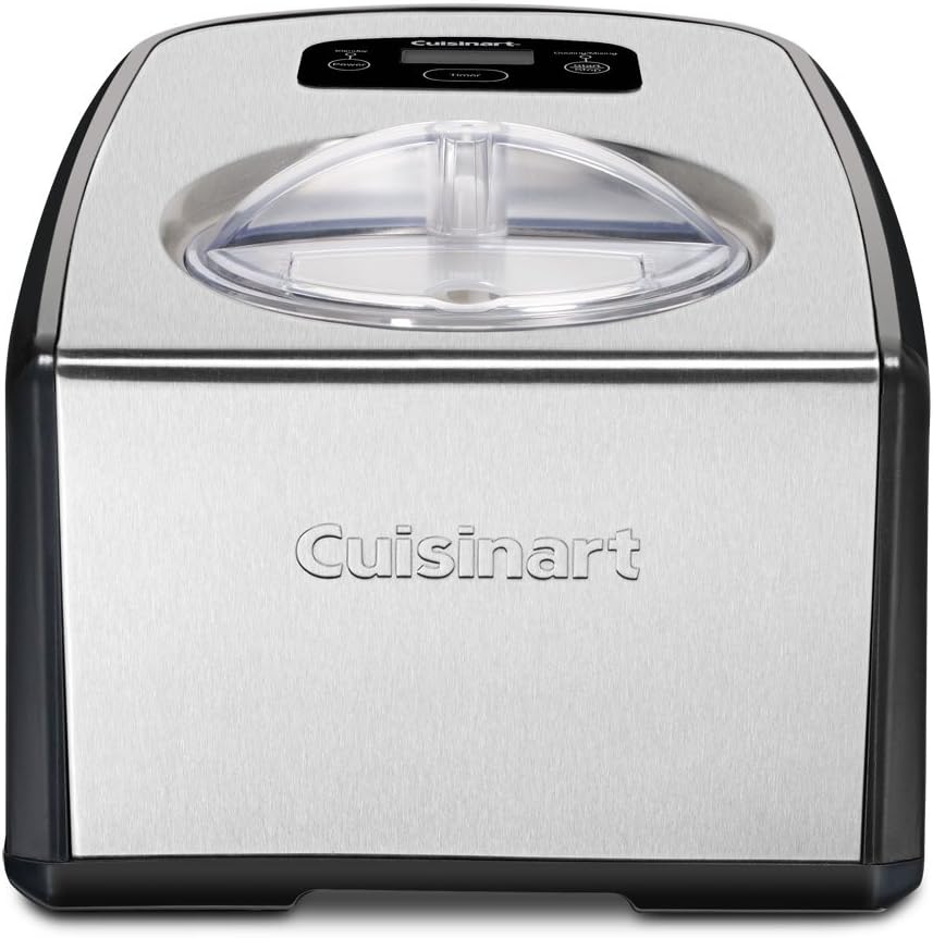 Cuisinart ICE-100 1.5-Quart Ice Cream and Gelato Maker, Fully Automatic with a Commercial Quality Compressor and 2-Paddles, 10-Minute Keep Cool Feature, Black and Stainless Steel