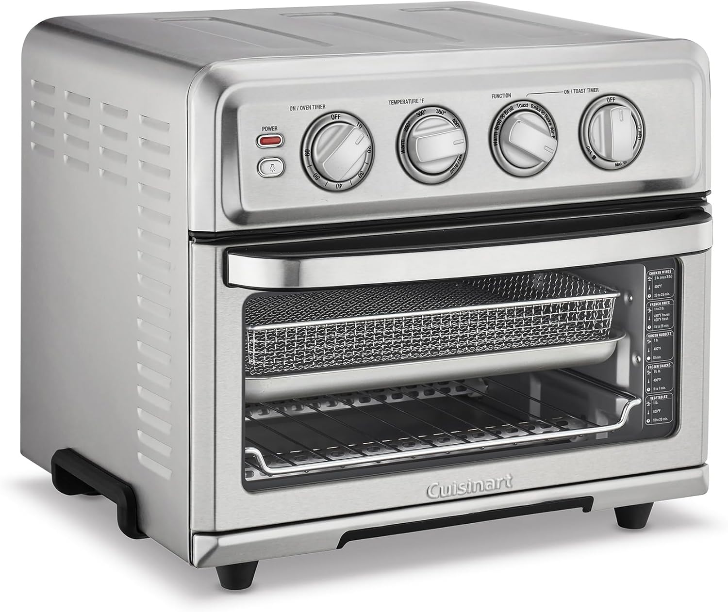 Cuisinart Air Fryer + Convection Toaster Oven, 8-1 Oven with Bake, Grill, Broil & Warm Options, Stainless Steel, TOA-70