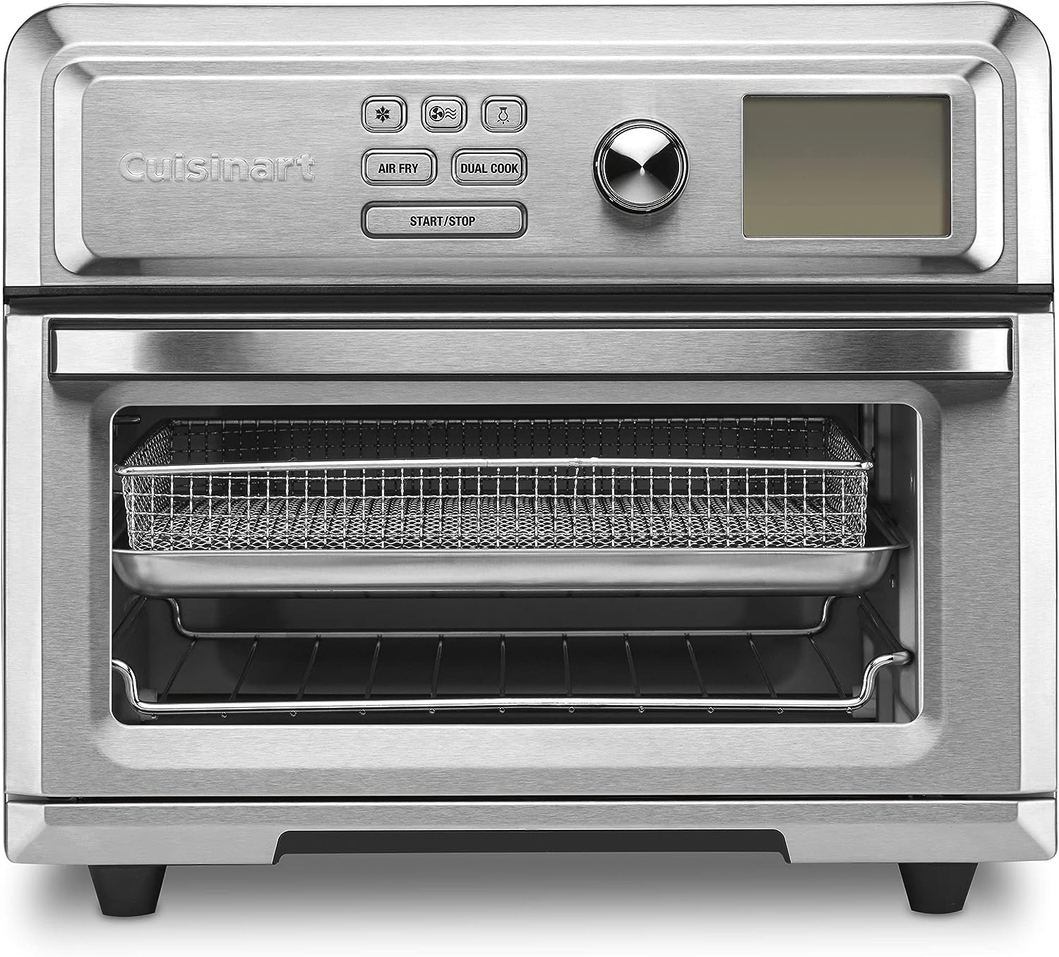 Cuisinart Air Fryer Toaster Oven, Digital Display, Digital 1800 Watt, Adjustable Temperature and Controls, Stainless Steel, TOA-65,Silver