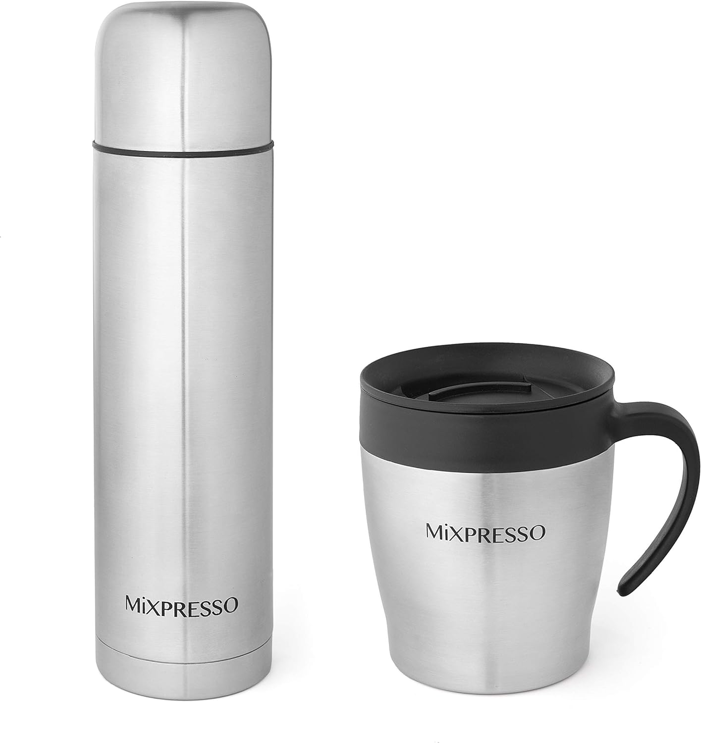 Mixpresso Coffee Flask & Coffee Mug, Stainless Steel Coffee vacuum flask For Hot Coffee or Cold Tea Fits Car Caddy or Backpack, Leak Proof Travel Mug, 17 Ounce Coffee Thermos