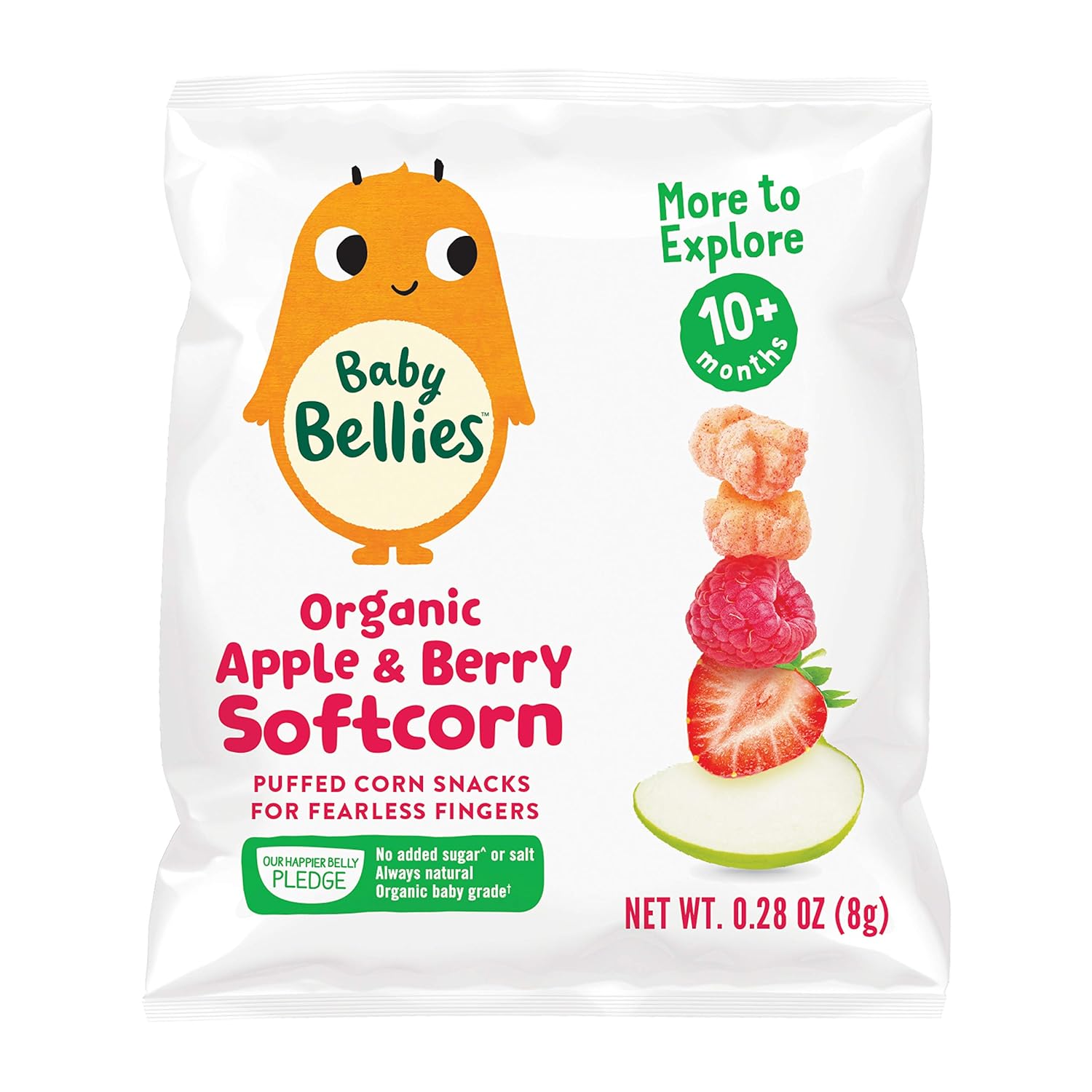 Little Bellies Organic Apple & Berry Softcorn, 0.28 Ounce Bag (Pack of 7), 1 Count (Pack of 7)