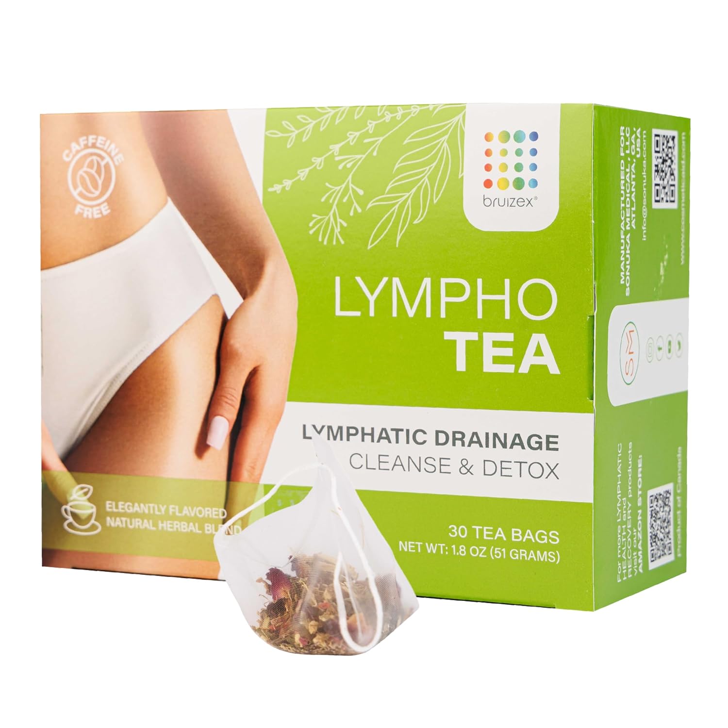 Lymphatic Natural Herbal Tea, Lymphatic Drainage Cleanse & Detox, Ginger Blend for Lymphatic System Health, Post Surgery Recovery Liposuction, BBL, Tummy Tuck, Lipedema & Lymphedema, 30-Pack