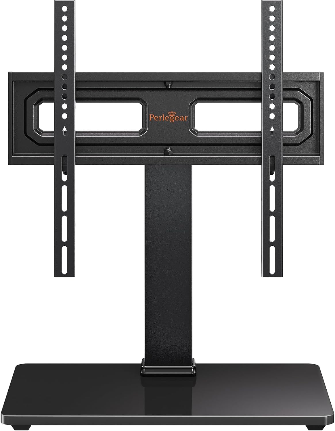 Perlegear TV Stand Mount, Universal Swivel TV Stand for 3260,65 Inch LCD/LED/OLED TVs up to 88 lbs, Tabletop TV Stand with Tempered Glass Base, Height Adjustable TV Base with Tilt, Max VESA 400x400mm