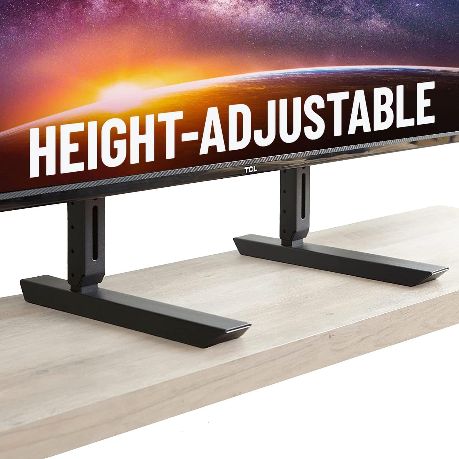 ECHOGEAR Universal Large Stand - Height Adjustable Base for TVs Up to 77 - Wobble-Free Replacement Stand Works w/Any TV Including Vizio, TCL, Samsung & More - Flat Design Compatible w/Soundbars
