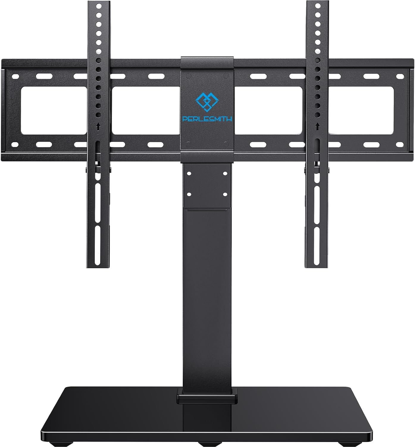 PERLESMITH Universal Swivel TV Stand Base, Table Top TV Stand for 37 to 65,70,75 inch LCD LED TVs, Height Adjustable TV Mount Stand with Tempered Glass Base, VESA 600x400mm, Holds up to 88lbs, PSTVS13