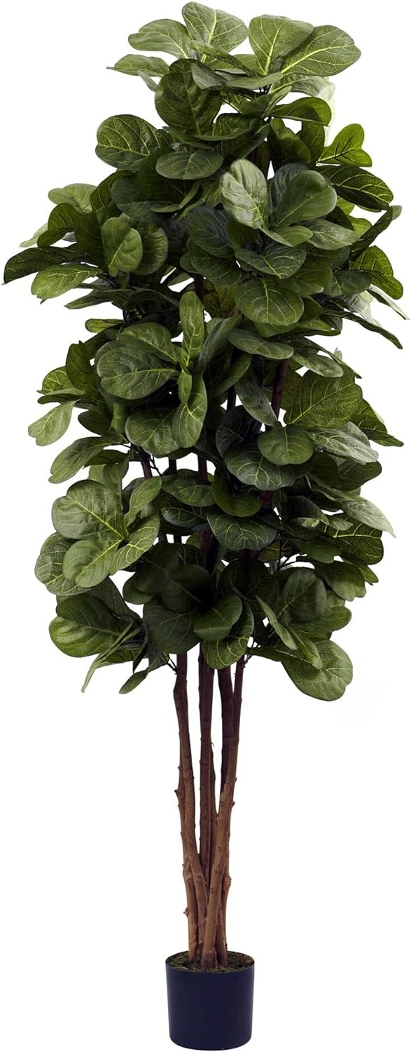 Nearly Natural 6ft Fiddle Leaf Fig Artificial Trees, 72in, Green