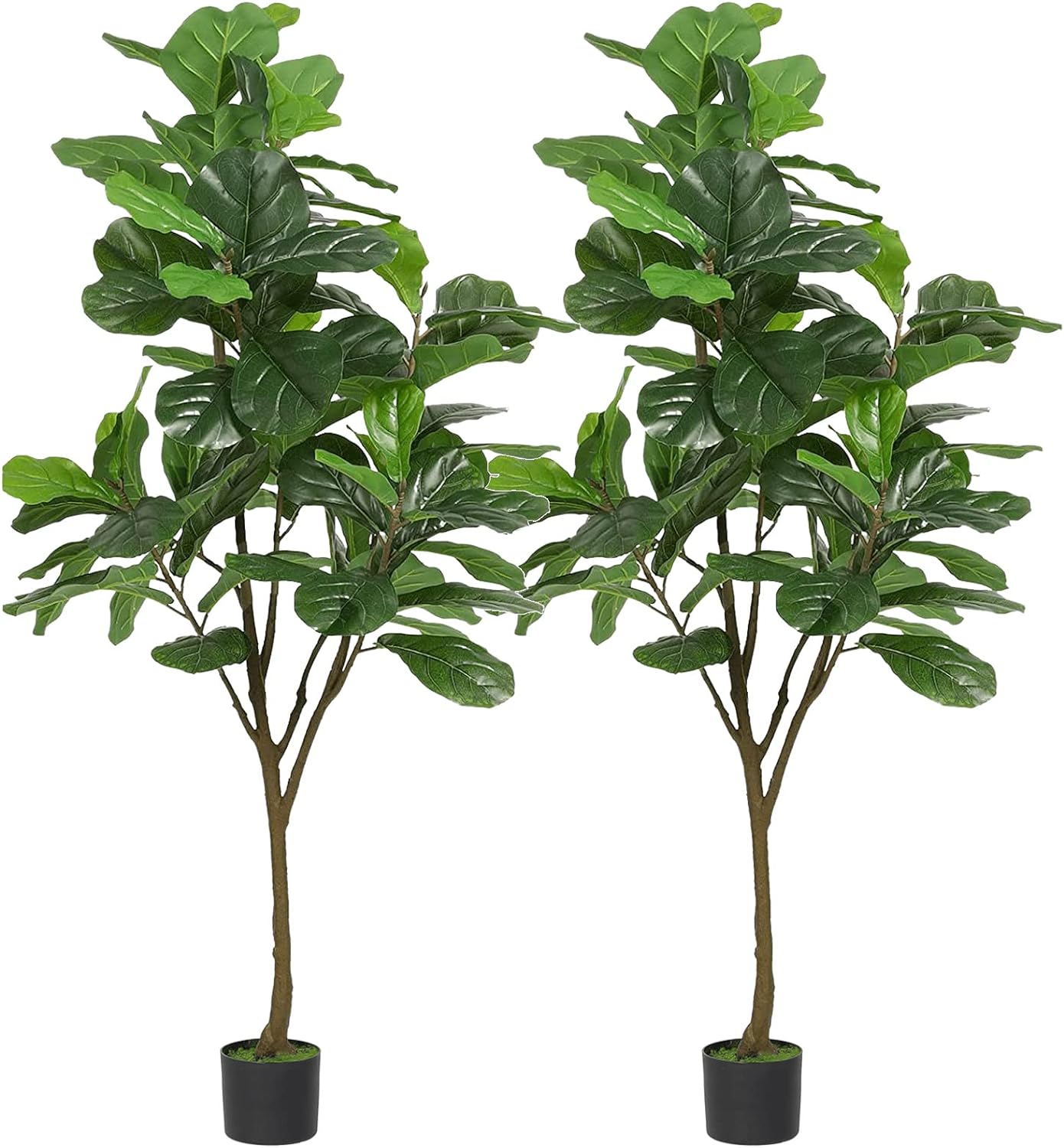 VIAGDO Artificial Fiddle Leaf Fig Tree 6ft Tall 86 Decorative Faux Fiddle Leaves Fake Fig Silk Tree in Pot Artificial Tree for Home Office Living Room Bathroom Corner Decor Indoor, 2Pack