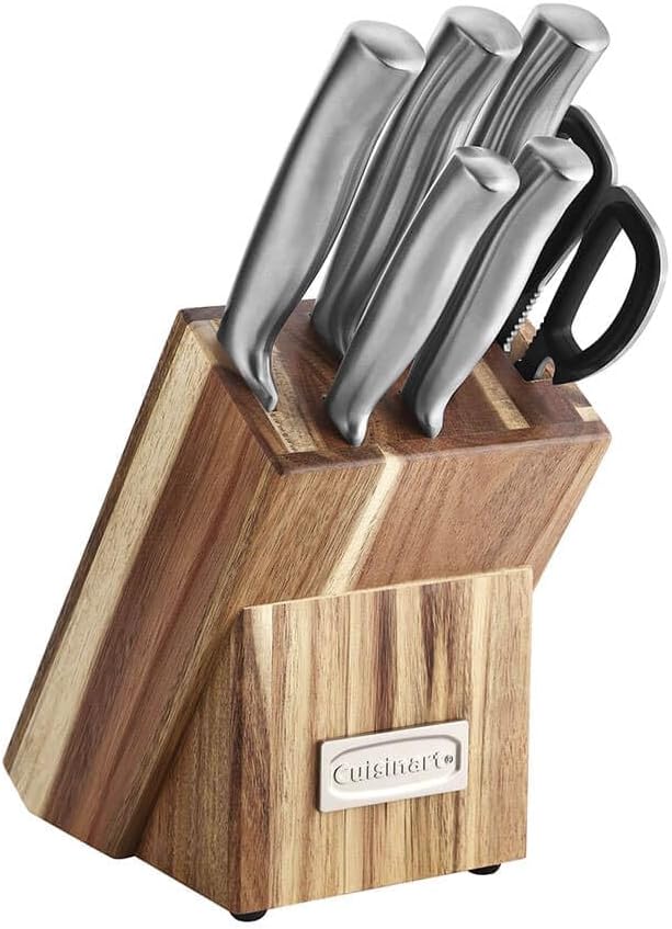 Cuisinart C77SS-7P Stainless Steel Prep Set w/Acacia Block, 7 pc