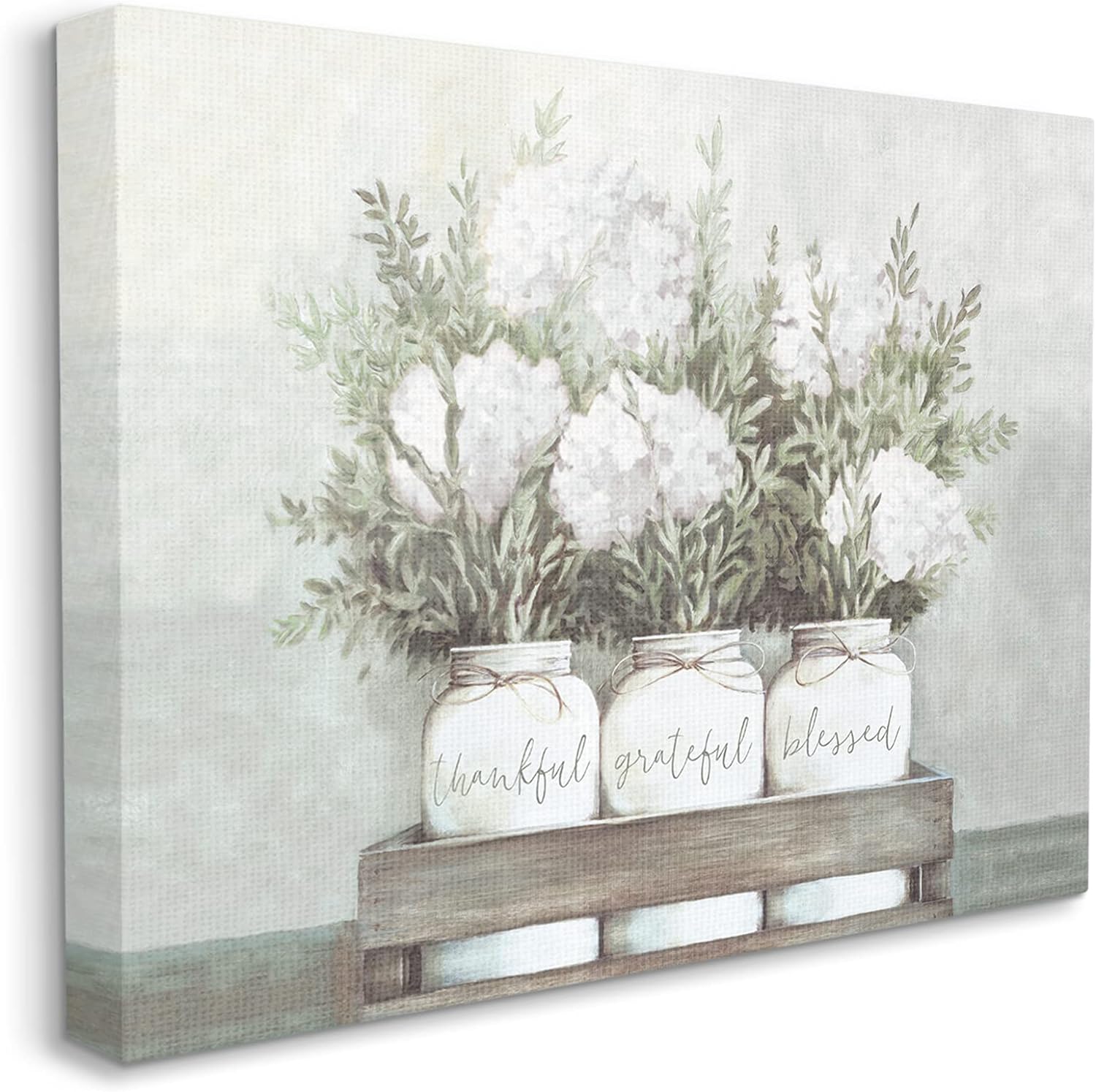 Stupell Industries Pristine Hydrangea Bouquets Thankful Grateful Blessed Sentiment Canvas Wall Art Design by Dogwood Portfolio