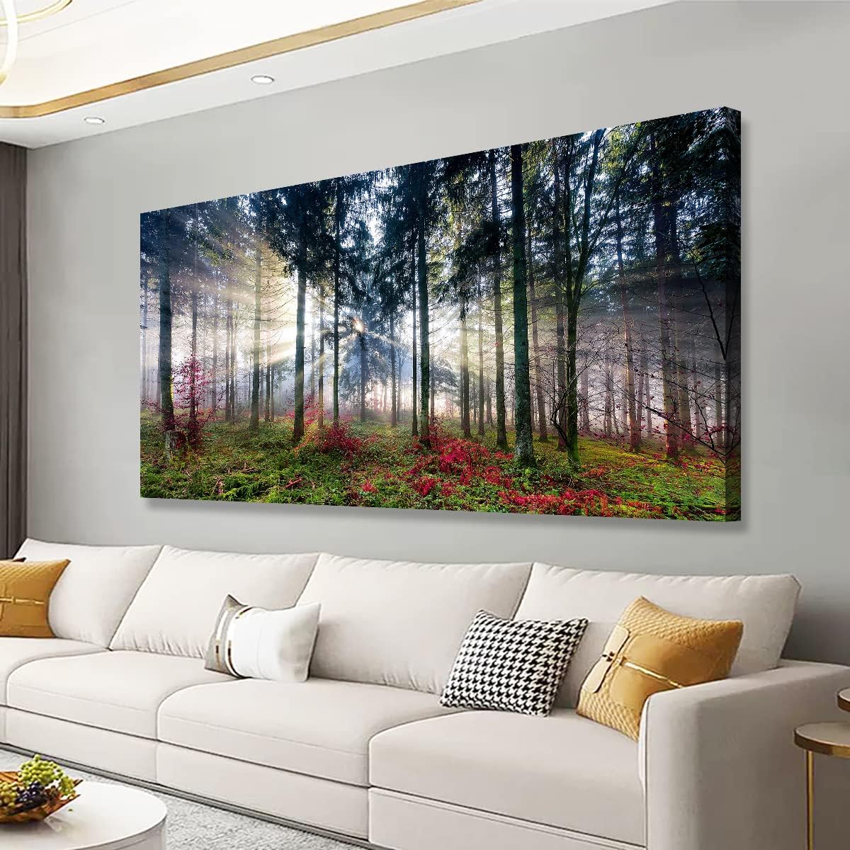 Nature Landscape Sunrise Tree Canvas Wall Art - 20x40 inches Wall Decoration for Living Room Forest Picture Artwork Painting Prints of Trees for Bedroom and Home Dcor