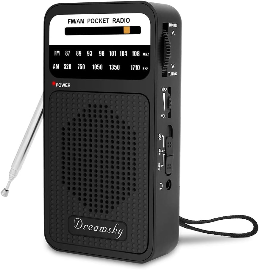 DreamSky Pocket Radios, Battery Operated AM FM Radio with Loud Speaker, Great Reception, Earphone Jack, Ideal Gifts for Elderly, Portable Transistor Radio for Walking, Camping