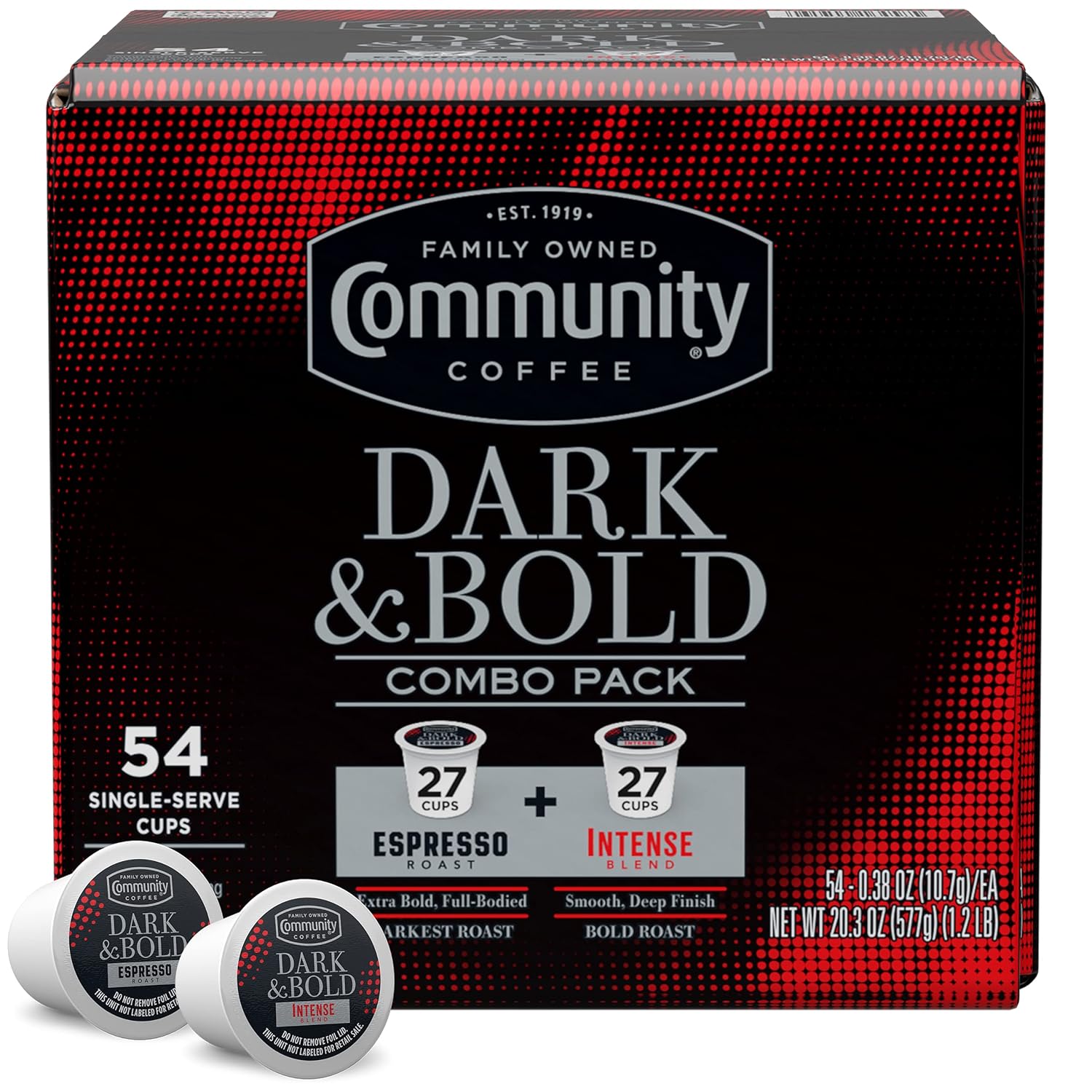 Community Coffee Dark & Bold Variety 54 Count Coffee Pods, Extra Dark Roast Compatible with Keurig 2.0 K-Cup Brewers, 54 Count (Pack of 1)