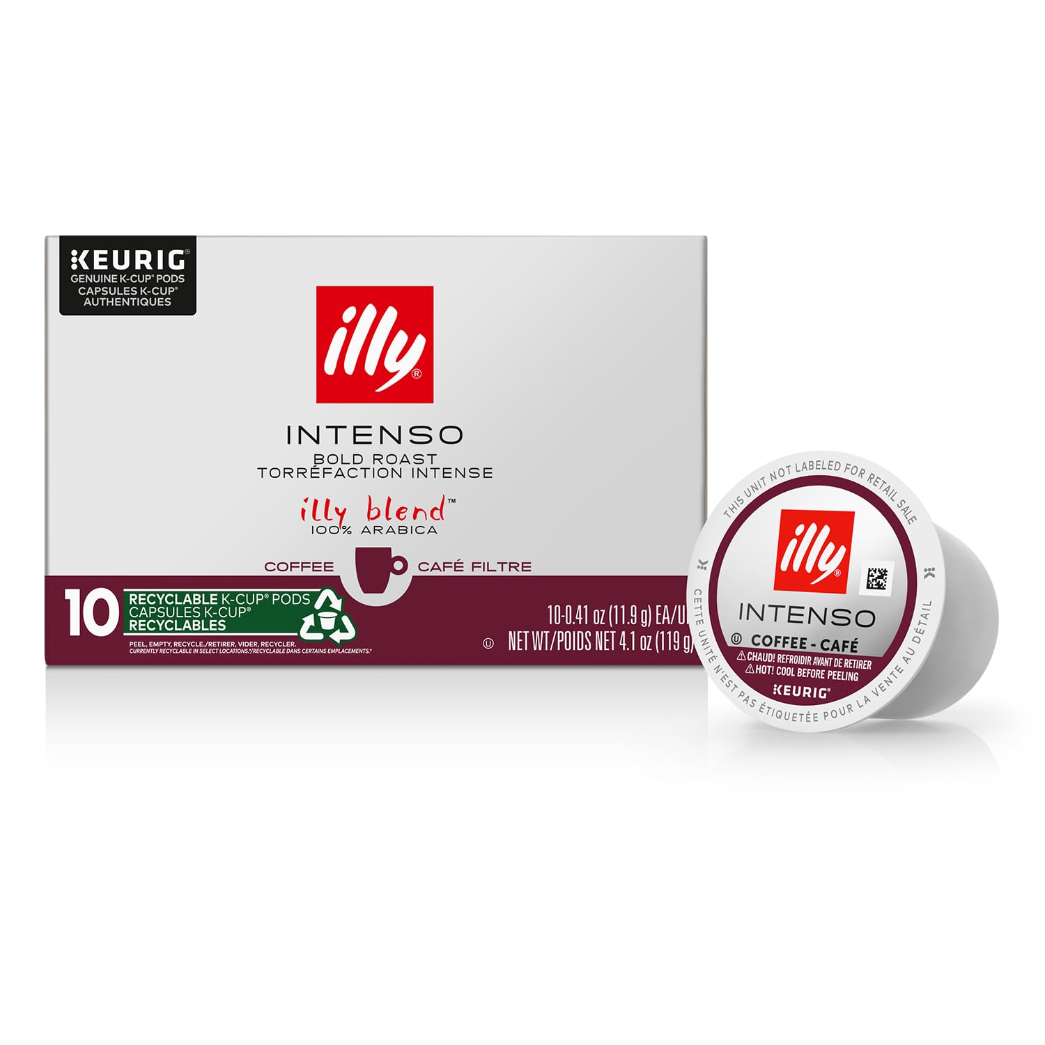 Illy Coffee K Cups - Coffee Pods For Keurig Coffee Maker  Intenso Dark Roast  Notes of Cocoa & Dried Fruit - Bold, Flavorful & Full-Bodied Flavor of Pods Coffee - No Preservatives  10 Count