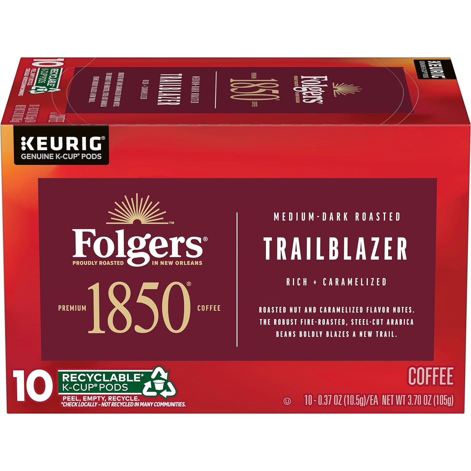 Folgers 1850 Trailblazer Medium-Dark Roast Coffee, 60 Keurig K-Cup Pods