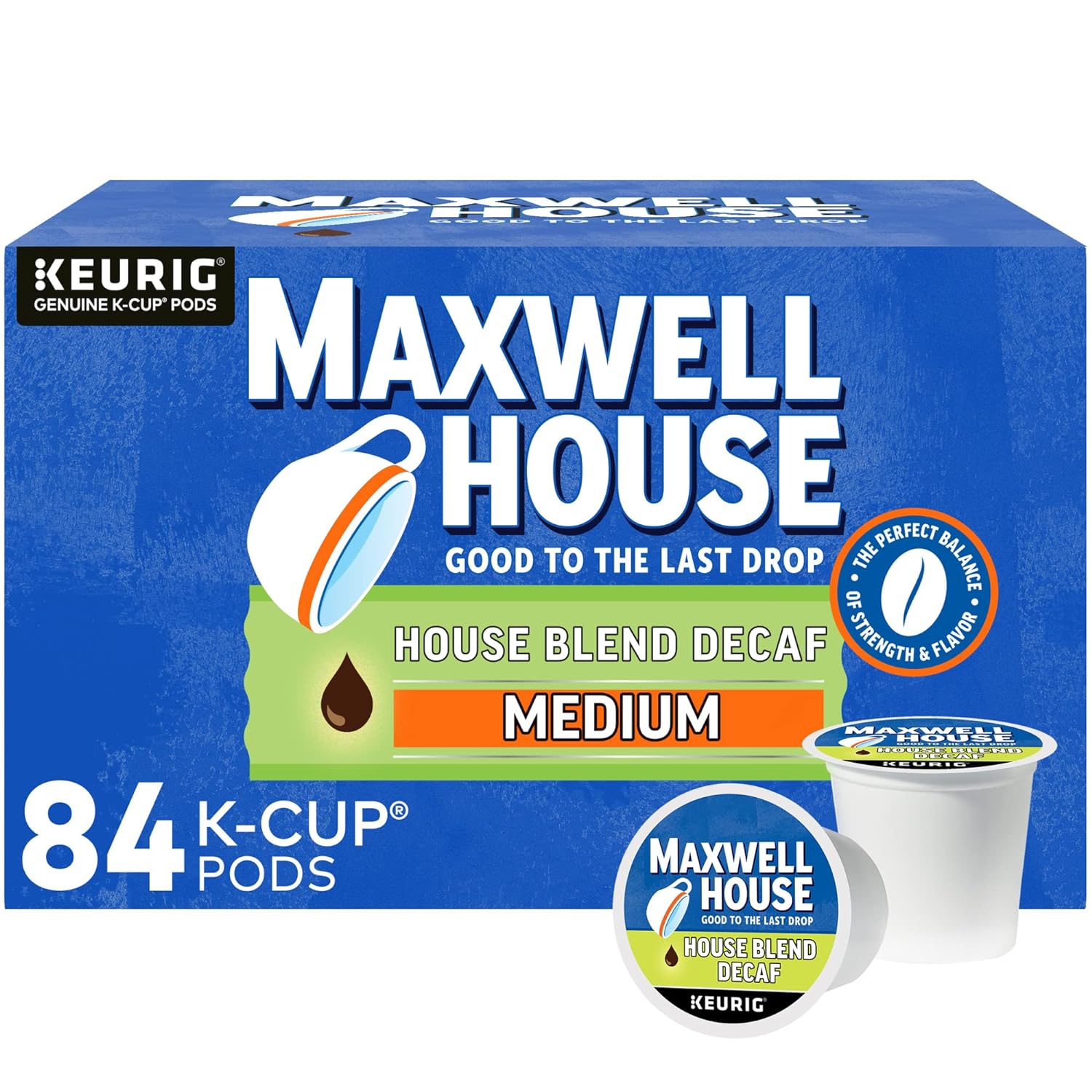 Maxwell House Decaf House Blend Medium Roast K-Cup Coffee Pods (84 ct., Box)