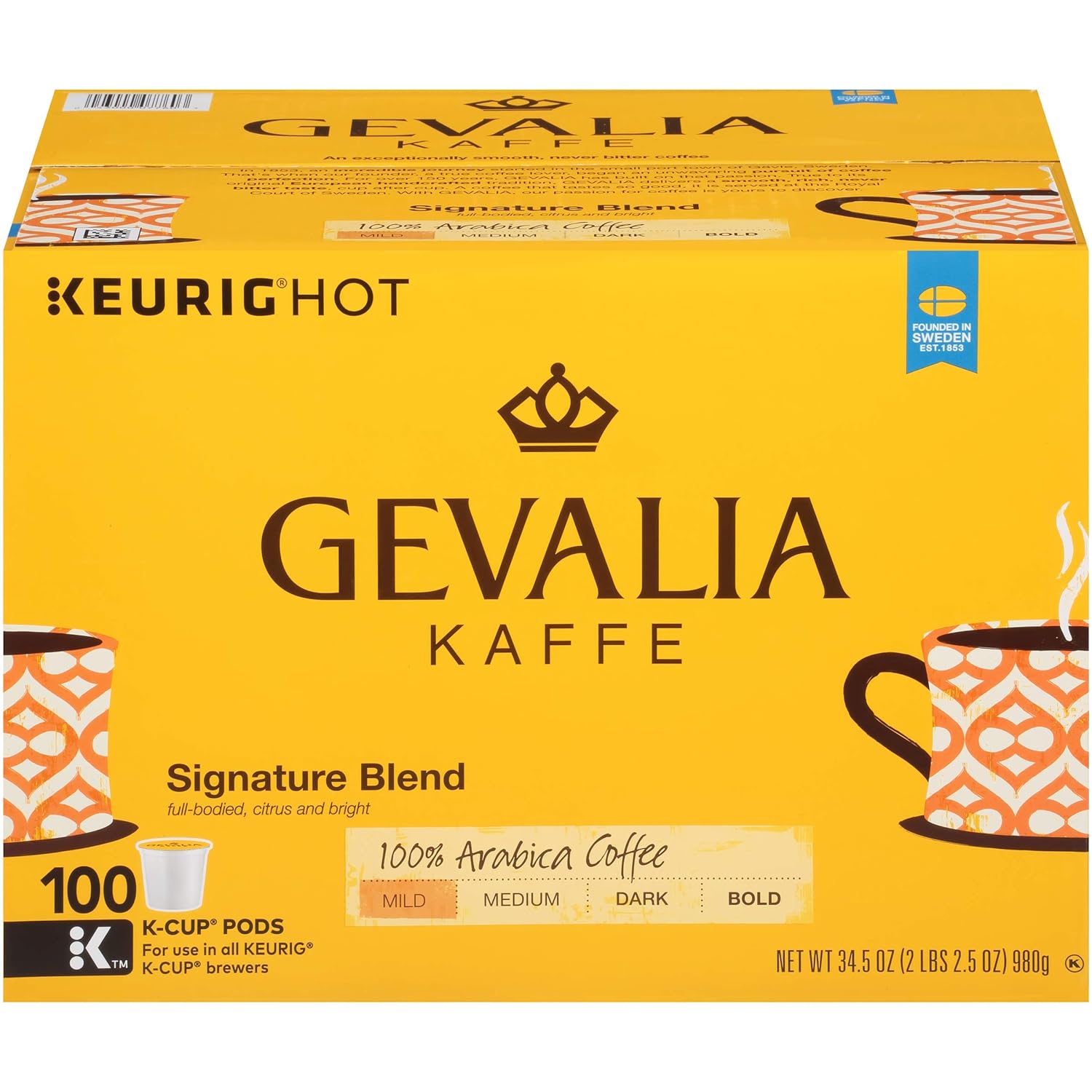 Gevalia Signature Blend Mild Roast K-Cup Coffee Pods (100 Pods)