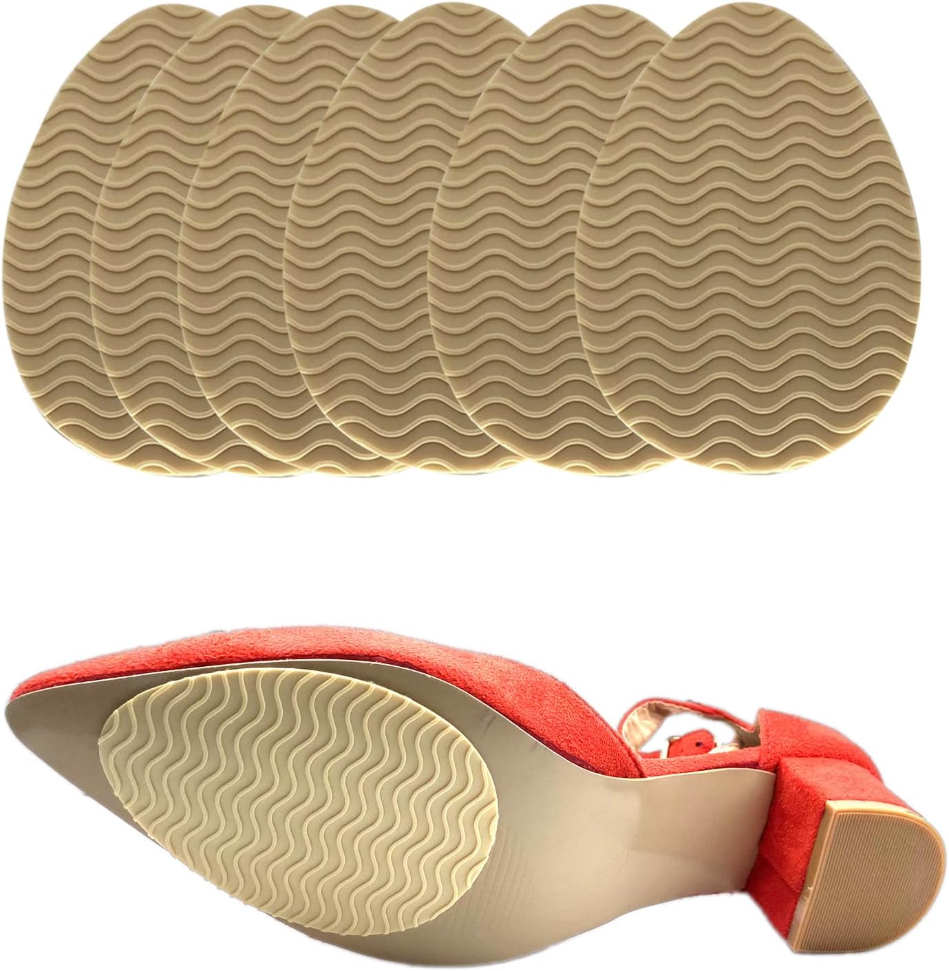 Non-Slip Shoes Pads Sole Protectors Adhesive, High Heels Anti-Slip Shoe Grips (Beige 3pairs)